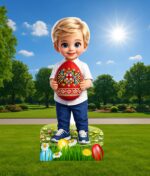 Figura 3D - Băiat cu un ou de Paște