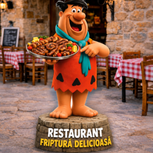 FIGURĂ PUBLICITARE – FRED CU O TAVĂ DE CARNE LA GRĂTAR